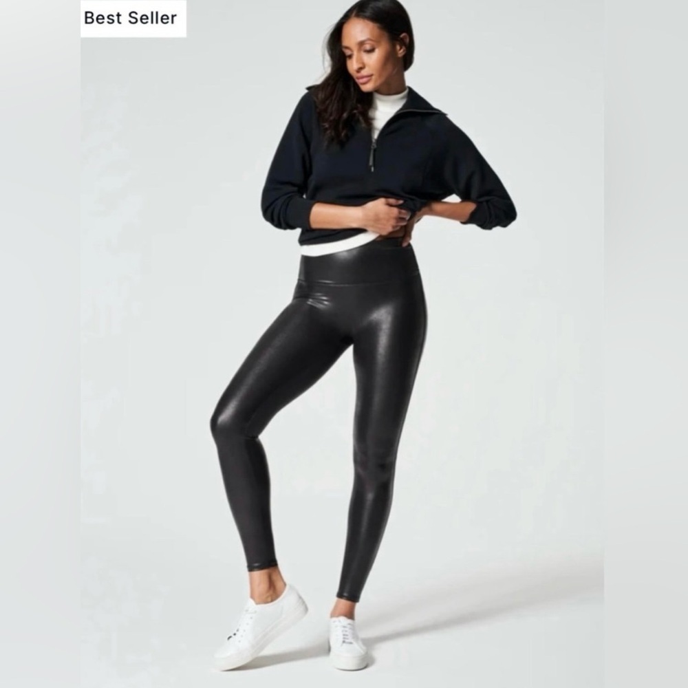 SPANXshape™ Faux Leather Leggings in Black, Size S